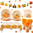 thumbnail image 1 of WinTS 170pc Thanksgiving Plates Set for AFN124 Guests, 9" x 7" Disposable Dinnerware Set with Pumpkin Dinner Paper Plates for Harvest Autumn Holiday Party, 1 of 3