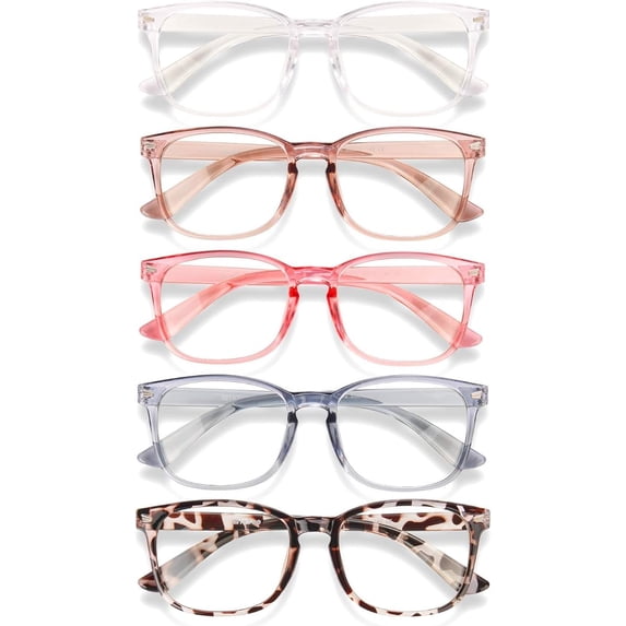 WinToo Anti Blue Light Glasses for Women Men -5 Pair Blue Light Blocking Glasses, UV400 Anti-Glare Computer Glasses Women, Blue Light Reading Glasses for Women for Gaming TV Phone Screen Square Frame
