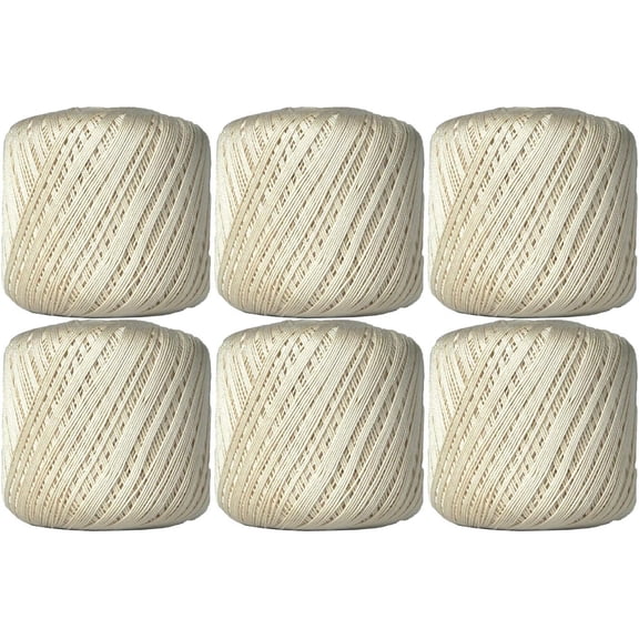WinVoyage 100% Cotton Crochet Thread Size 10, 6 Ball Pack, Natural 2 - Soft Mercerized Cotton for Lace, Doilies, Amigurumi & Crafts