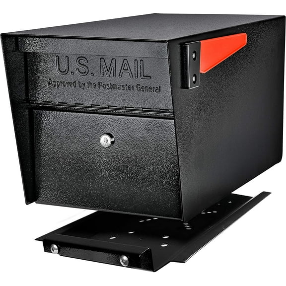WinVoyage 7500 Mail Manager Pro: Secure Black Locking Mailbox w/House Numbers, Fast-Trak Mount & Pull Out Tray