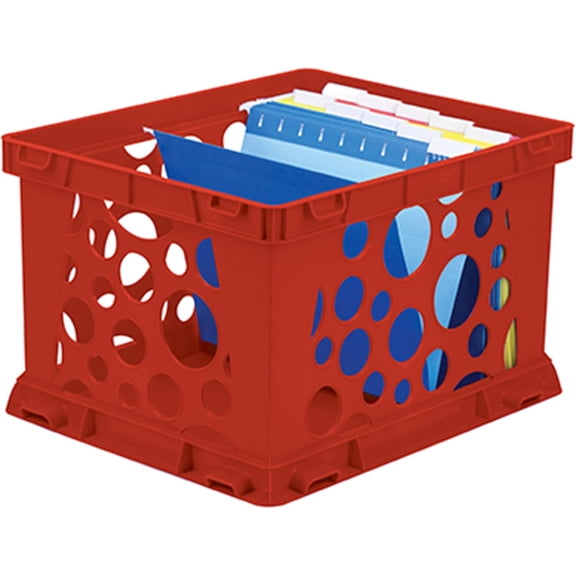 WinVoyage File Crate: Letter/Legal Document Storage, Stackable, 50lb Capacity, Classroom Red (1-Pack)