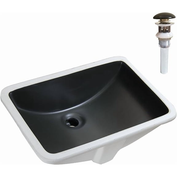 WinZo 14.5"D x 21"W x 8"H Rectangular 21-Inch Undermount Bathroom Sink for Granite Countertop Vanity Basin Including Pop-up Drain,Matte Black