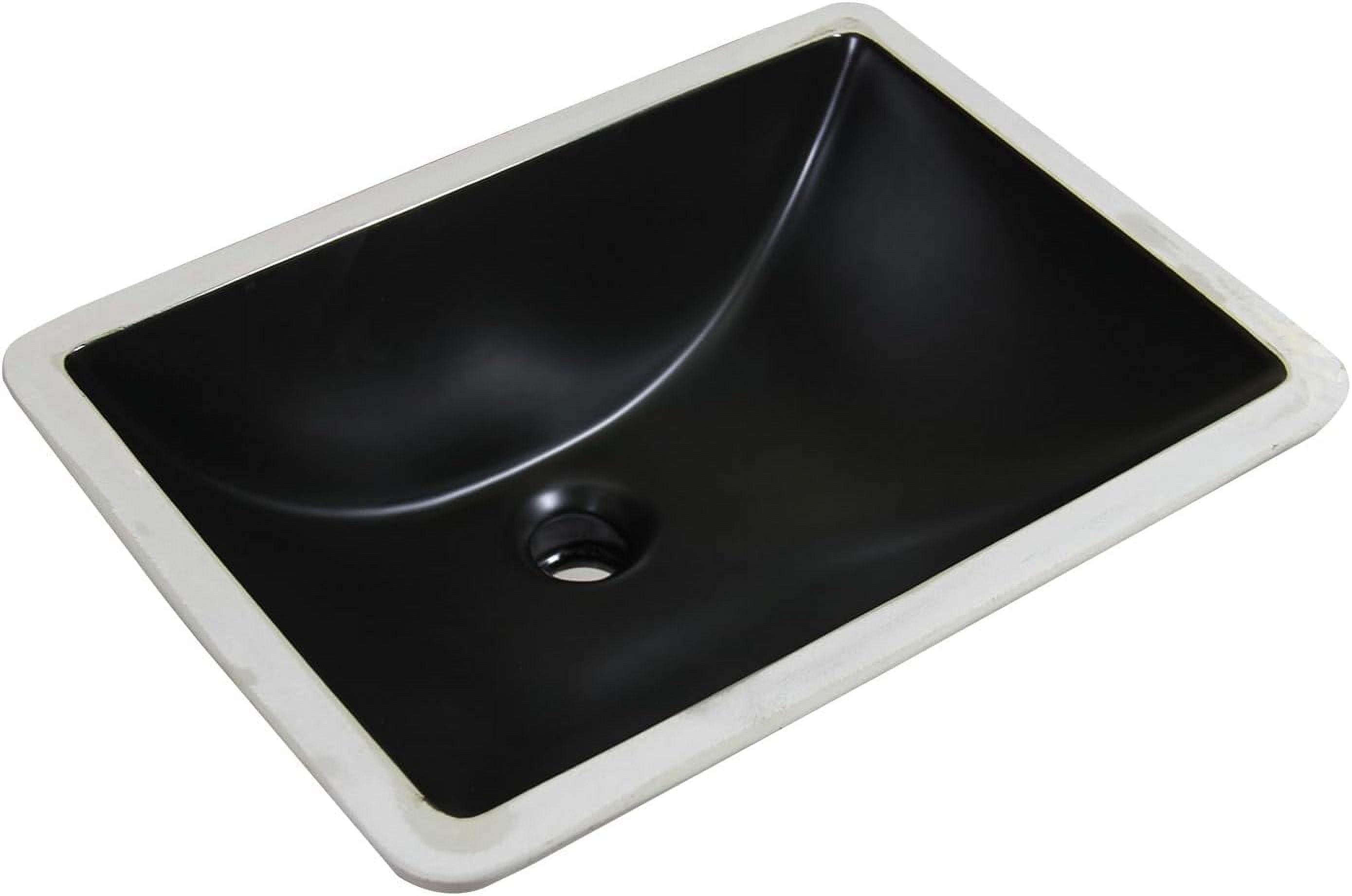 WinZo 18-inch Rectangular Undermount Bathroom Sink Modern Small Vanity Undercounter Porcelain Basin Matte Black