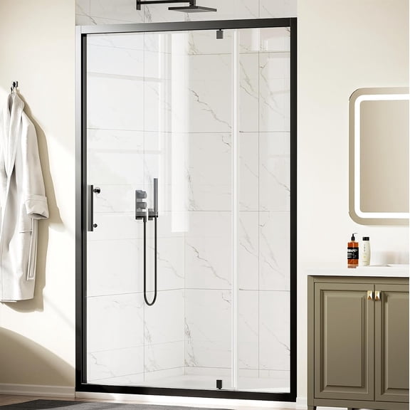 WinZo 31-32" W 72" H Small Pivot Shower Door with Frame, 1/4"(6mm) SGCC Clear Glass Shower Door, Nano Easy-Clean Coating, Reversible Installation, Matte Black