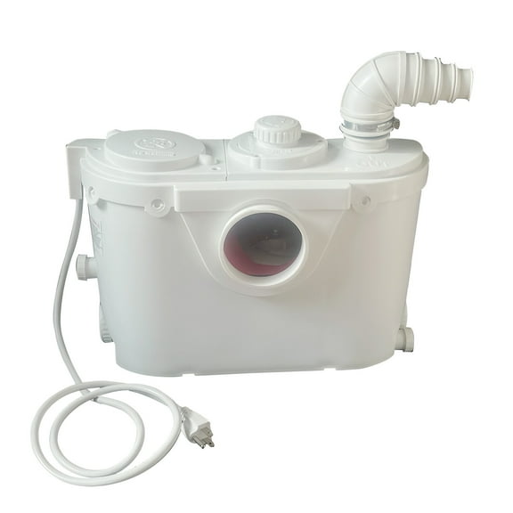 WinZo 500W Toilet Macerator Sewerage Pump with 4 Water Inlets for Rear Back Toilet Kitchen Bathroom Sink Laundry Machine,White
