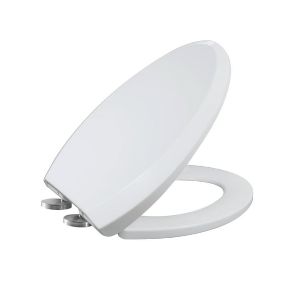 WinZo ES001 Elongated Plastic Toilet Seat Soft Close in White with Top Mount Bolts,Easy Install