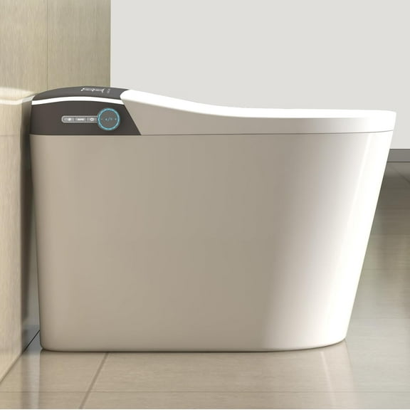 WinZo Luxury Smart Toilet With Bidet Built-in,Auto Open & Flush Auto Soft Close Seat, Hands-Free Wireless Remote Control, Adjusted Heated Seat & Warm Air Dyring Glossy White