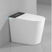 WinZo Rear Outlet Smart Toilet With Bidet, Back Flush Auto Open, Auto Flush, Instsant Heated Seat, Warm Water and Dryer, LED Night Light for Basement Bathrooms White, 23D x 14W x 18.5H