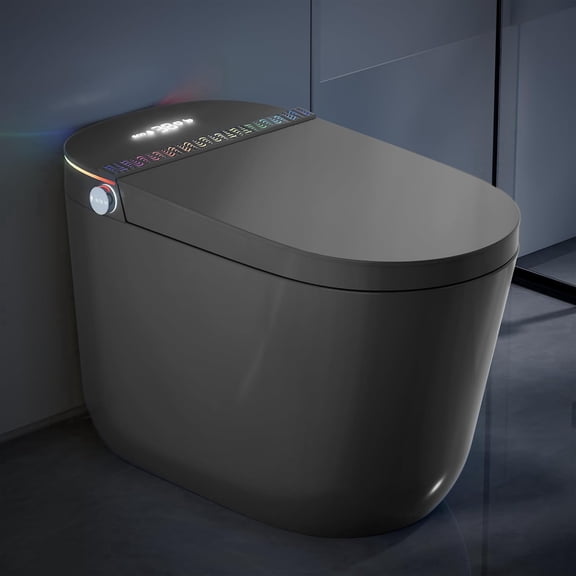 WinZo Smart Toilet,Modern Smart Toilet with Bidet Built In with Foot Sensor,Tankless Toilets Auto Open/Close Lid with Dryer,ADA Comfort Height Heat Seat,Instant Warm Water,Power Outage and Flush Grey