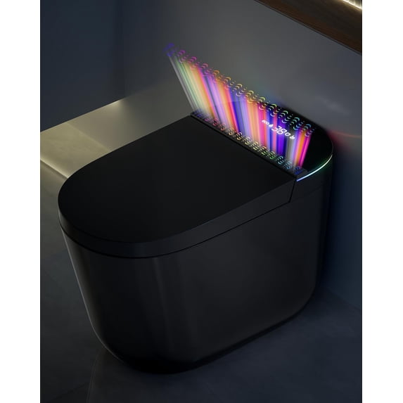 WinZo Smart Toilet,Modern Smart Toilet with Bidet Built In with Foot Sensor,Tankless Toilets Auto Open/Close Lid with Dryer,ADA Comfort Height Heat Seat,Instant Warm Water,Power Outage and Flush Blac