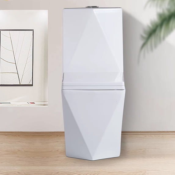 WinZo WZ5070 Square One Piece Elongated Toilet With UF Soft-Close Seat Dual Flush Powerful Flushing Unique Design White 12" Rough-in