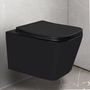 WinZo WZ5923B Rectangular Wall Hung Toilet Wall Mounted Bowl with Soft Closing Seat in Matte Black