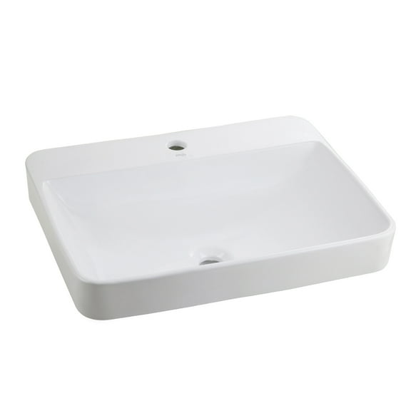 WinZo WZ6123 Drop-in Bathroom Sink, 23" Rectangle Semi-recessed Ceramic Vanity Vessel Basin White