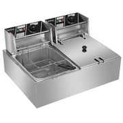 Winado 12.7QT Commercial Stainless Steel Deep Fryer Machine Double Two Tank Design Restaurant
