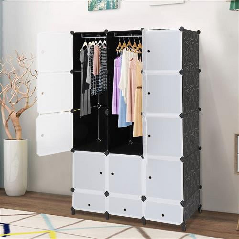 53.5 in. H x 40.9 in. W x 19.7 in. D White Plastic Portable Closet Clothes  with 12 Cubby Storage