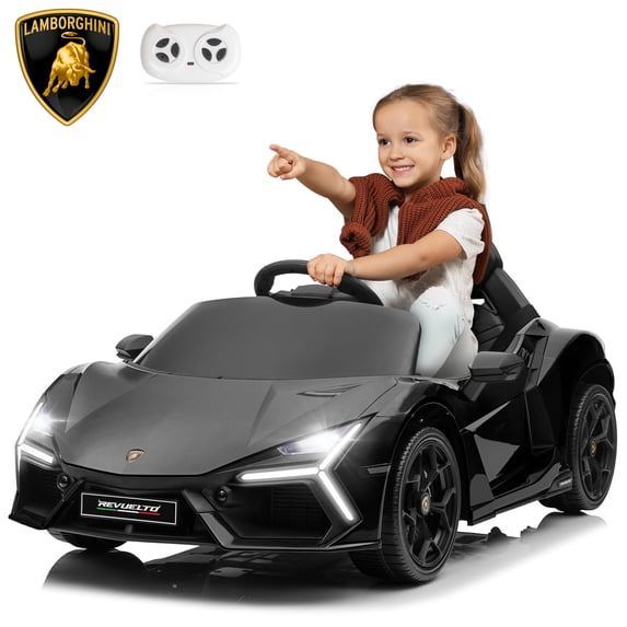 Winado 12V Ride on Car, Licensed Lamborghini Revuelto Electric Car with Remote Control, Music, LED Lights, Ride on Toys for Kids Ages 3-6 Boy Girls Gift, Black