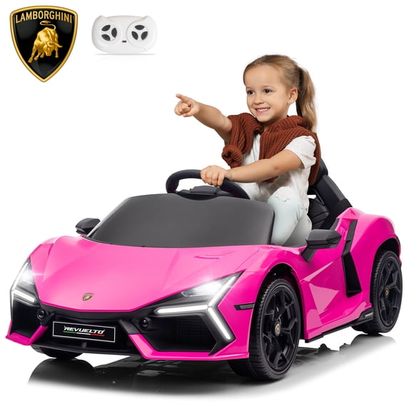 Winado 12V Ride on Car, Licensed Lamborghini Revuelto Electric Car with Remote Control, Music, LED Lights, Ride on Toys for Kids Ages 3-6 Boy Girls Gift, Rose Red