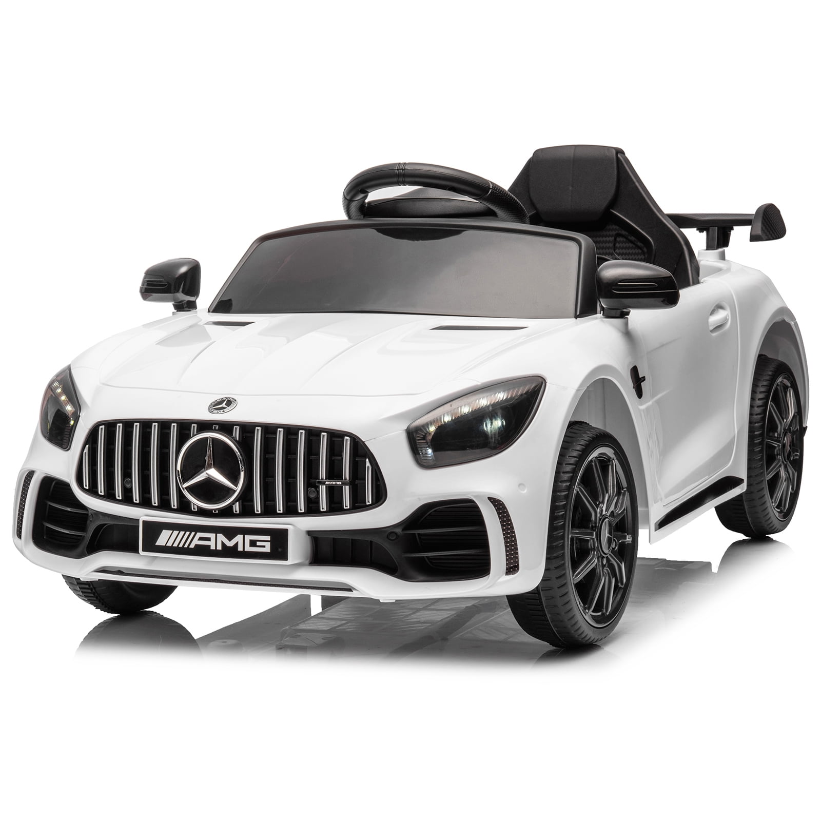 Winado 12V Kids Ride On Car for Toddlers, Licensed Mercedes Benz AMG GTR, Powered Electric Vehicle with 2.4G Remote Control, White
