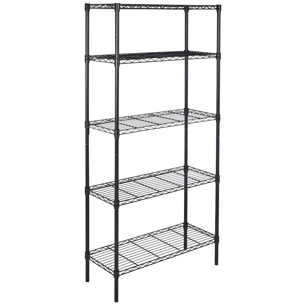Black 5-Tier Metal Freestanding Storage Shelf Unit