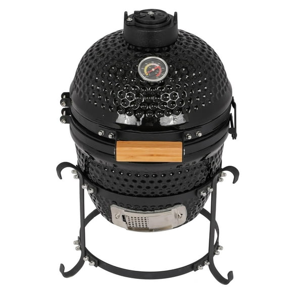 Winado Ceramic Charcoal Grill, Black Kamado BBQ for Outdoor Cooking with Ceramic Insulation