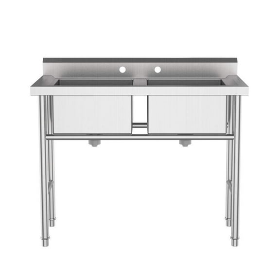 Winado 18-Gauge Stainless Steel Two Compartment Commercial Utility Sink