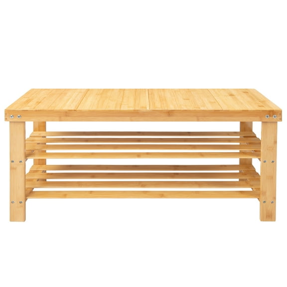 Winado 2 Tier Bamboo Shoe Bench Entryway Storage Organizer Rack
