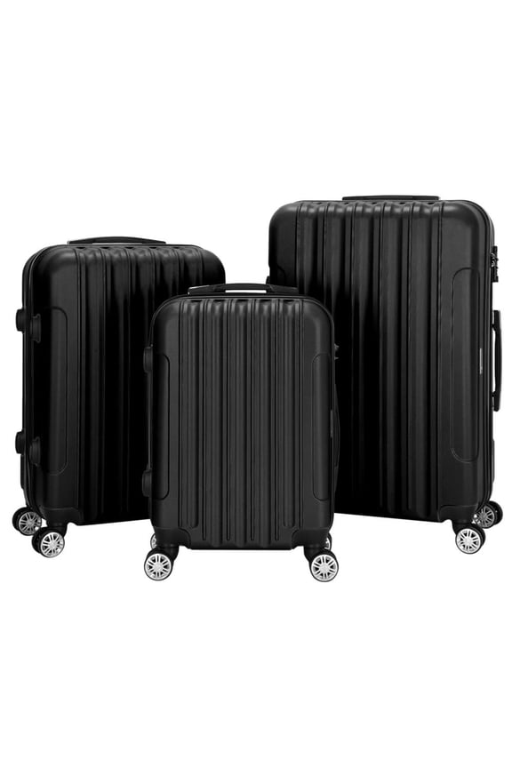 3 PCS Nested Spinner Suitcase Luggage Set With TSA Lock Black