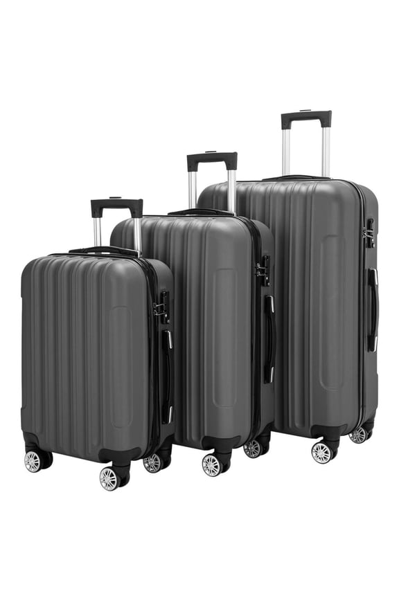 3 Pcs ABS Nested Spinner Suitcase Luggage Set With TSA Lock Dark Pink