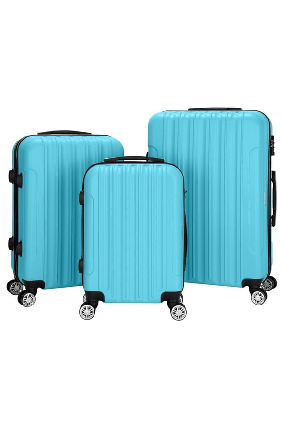 3 Pcs Nested Spinner Suitcase Luggage Travel Set With TSA Lock Blue
