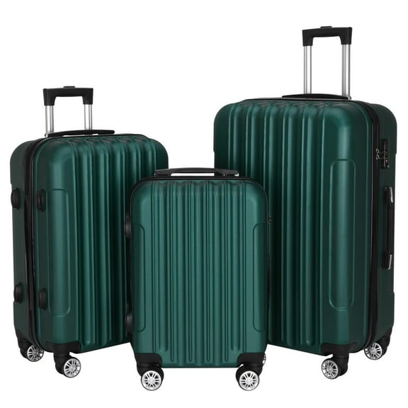 Winado 3 Pcs Plastic Metal Nested Spinner Suitcase Luggage Set With TSA Lock Dark Green