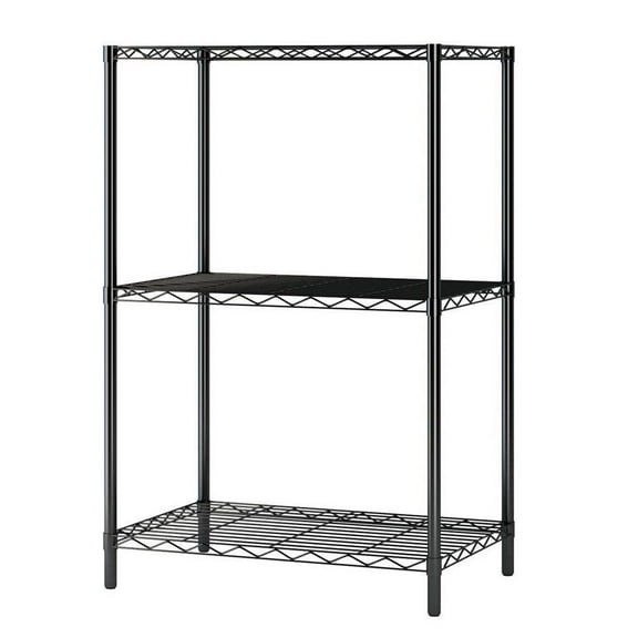 Winado 3-Tier 24"W x 14"D x 33.5"H Metal Shelf, Adjustable Garage Kitchen Storage Rack Organizer, Black