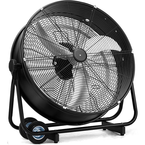 Winado 30" 9200 CFM High Velocity Industrial Drum Fan, 3-Speed Heavy Duty Metal Housing/Blades Shop Fan w/2 Wheels for Warehouse, Workshops, Garage, Factory and Basement