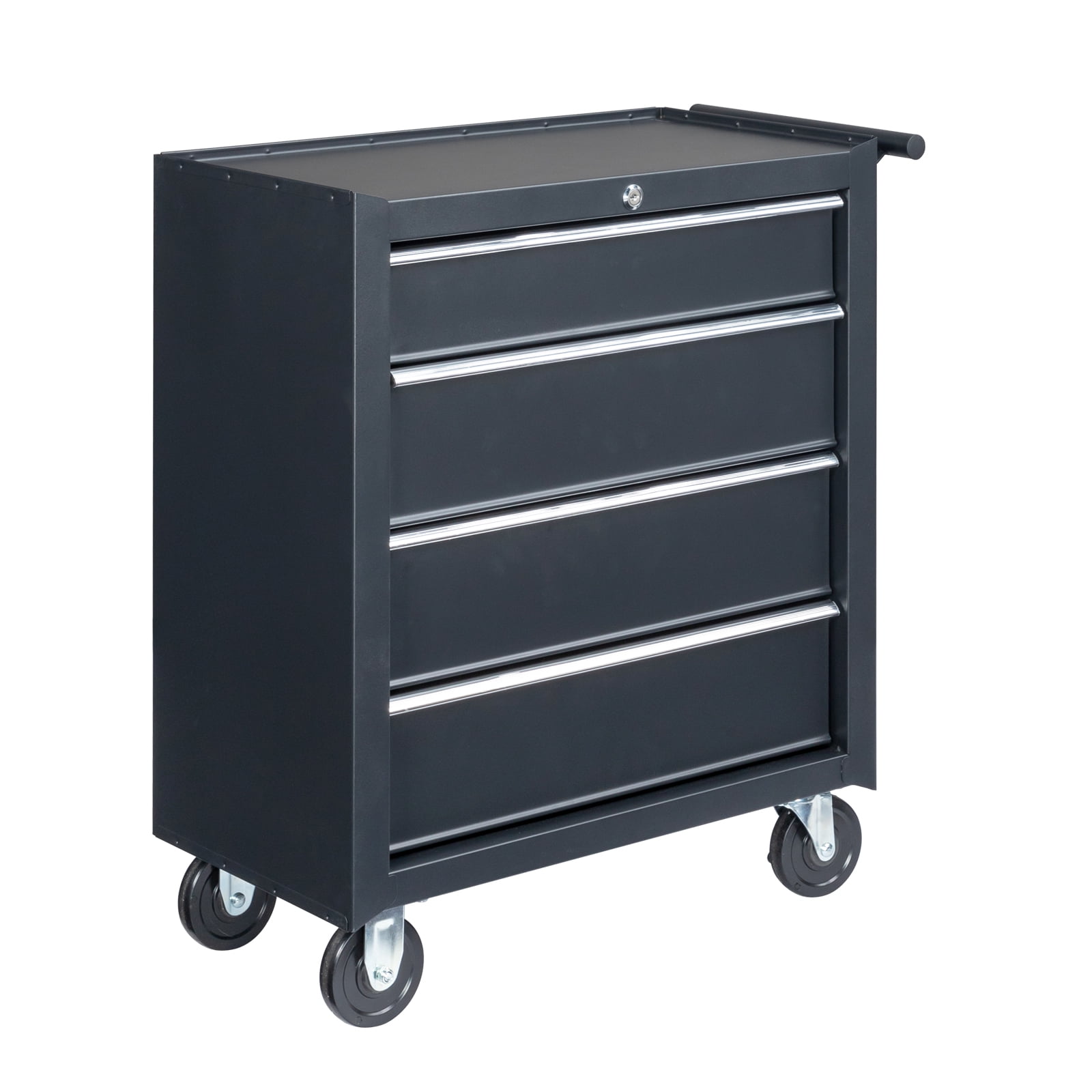 Black Steel 4-Drawer Rolling Tool Chest with Lock