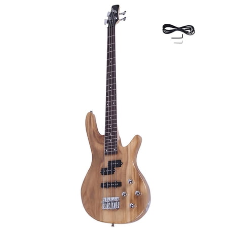 Winado 4-String Exquisite Stylish Bass Guitar with Power Line and Wrench Tool Burlywood Color