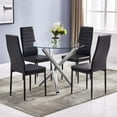 thumbnail image 1 of Winado 5 Piece Round Dining Table Set, Modern Kitchen Table and Chairs for 4 Person,Dining Room Table Set with Clear Tempered Glass Top, 1 of 7