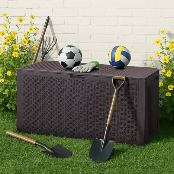 Winado 90gal Patio Stroage Deck Box Waterproof Plastic Outdoor Storage Container for Patio