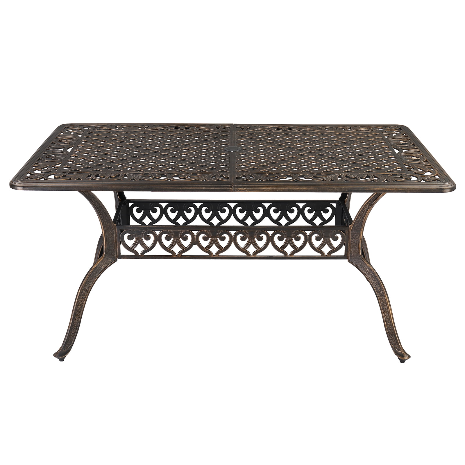 Winado 59in Garden Cast Aluminum Table in Antique Bronze, Rust-Resistant, Ideal for Outdoor Dining and Entertaining
