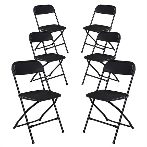 Winado 6 PACK Home Multipurpose Folding Chairs, Black, Portable Plastic Folding Chair, Black