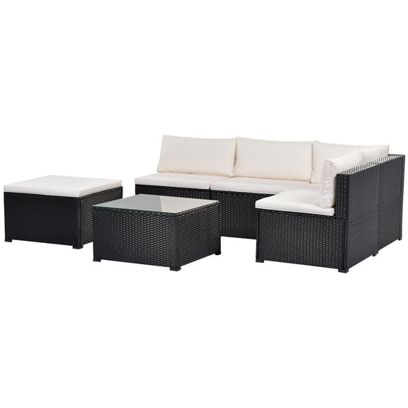 Winado 6-Piece Outdoor Furniture Set with PE Rattan Wicker, Patio Garden Sectional Sofa
