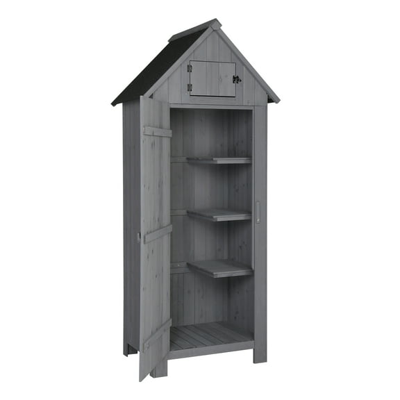 Winado 70" Garden Storage Shed Fir Wood Shed Storage Cabinet,Gray