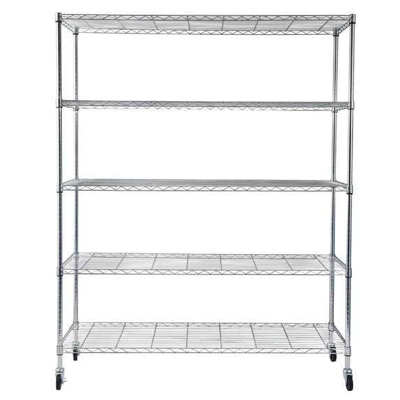 Winado Adjustable 5-Shelf Storage Rack, Wire Shelving Unit with Casters Capacity for 1000lbs