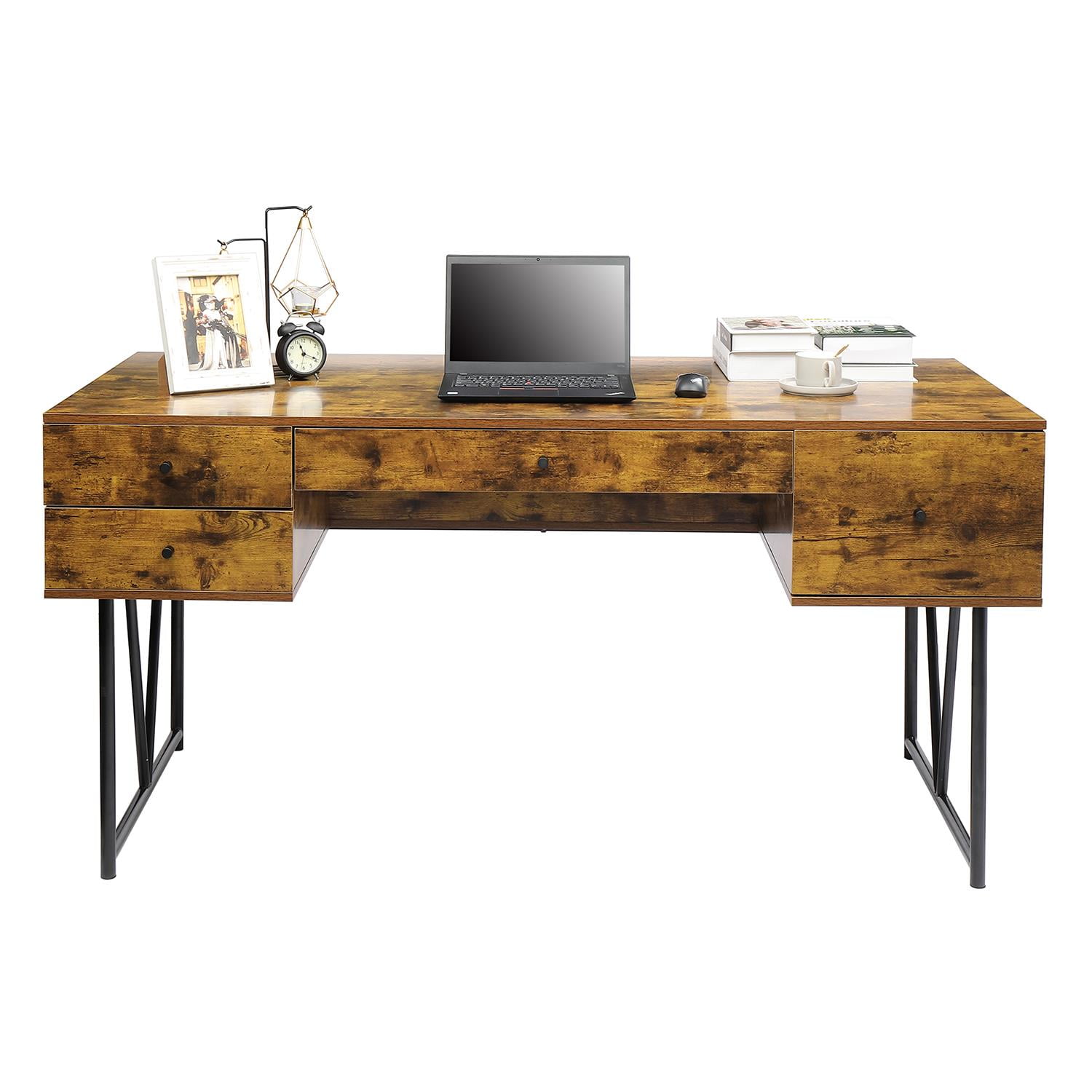 Winado Computer Desk, 63" Writing Study Table with 4 Drawers, Wood