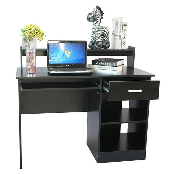 Winado Computer Desk Home Office Workstation Laptop Study Table w/Drawer Keyboard Tray Black