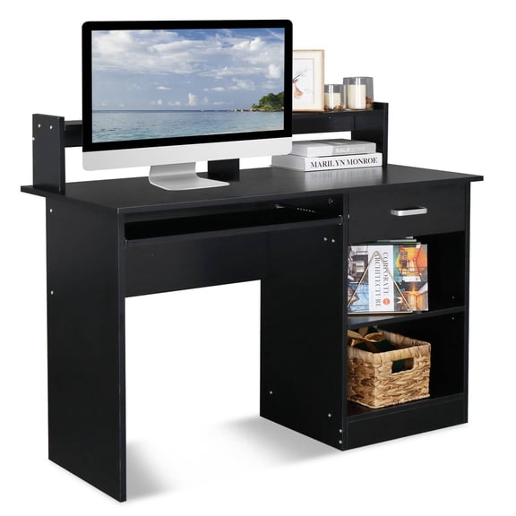 Winado Computer Desk Home Office Workstation Laptop Study Table w/Drawer Keyboard Tray, Black