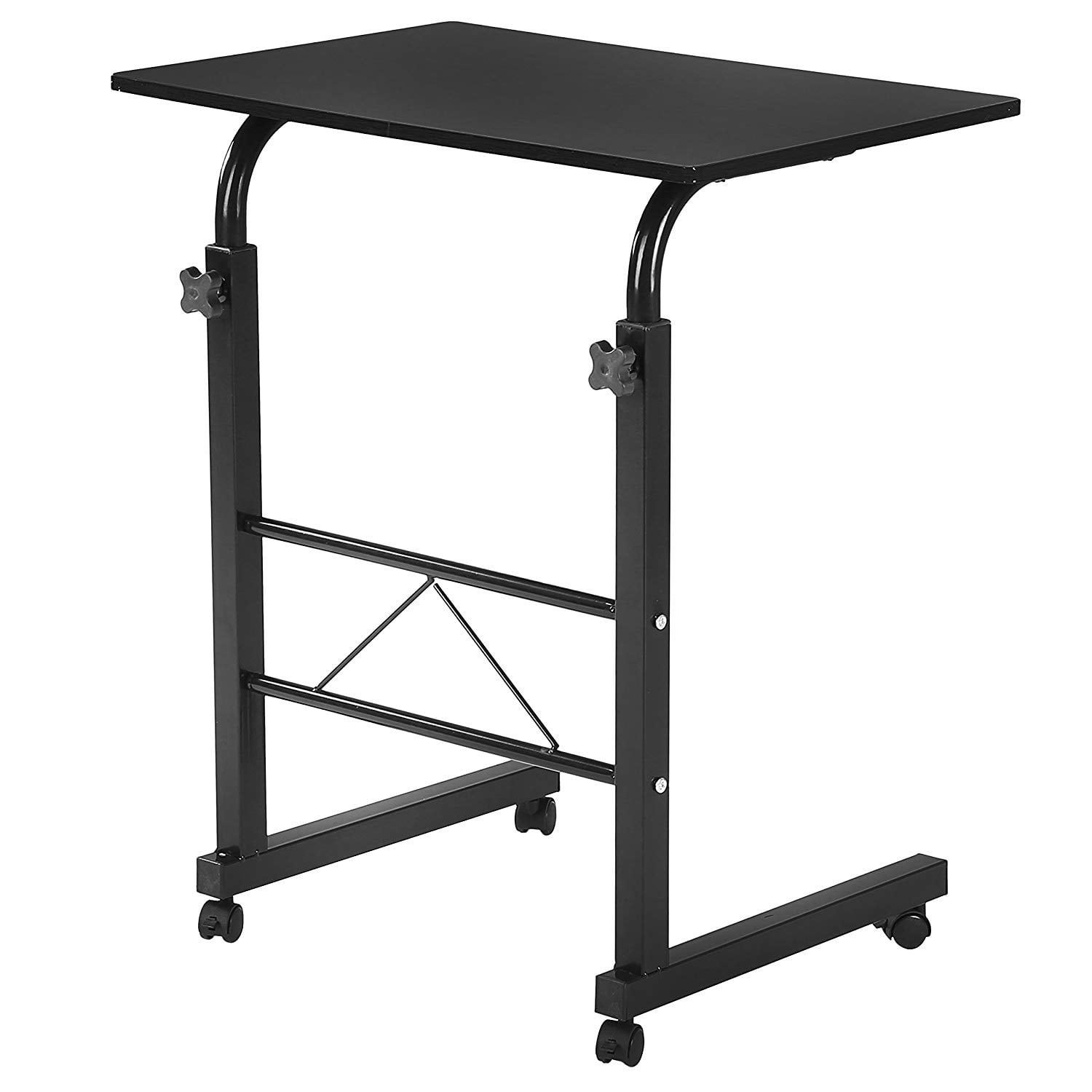 Winado Computer Laptop Desk Height Adjustable Wooden Laptop Table Computer Standing Desk Mobile Workstation with Four Wheels,Black