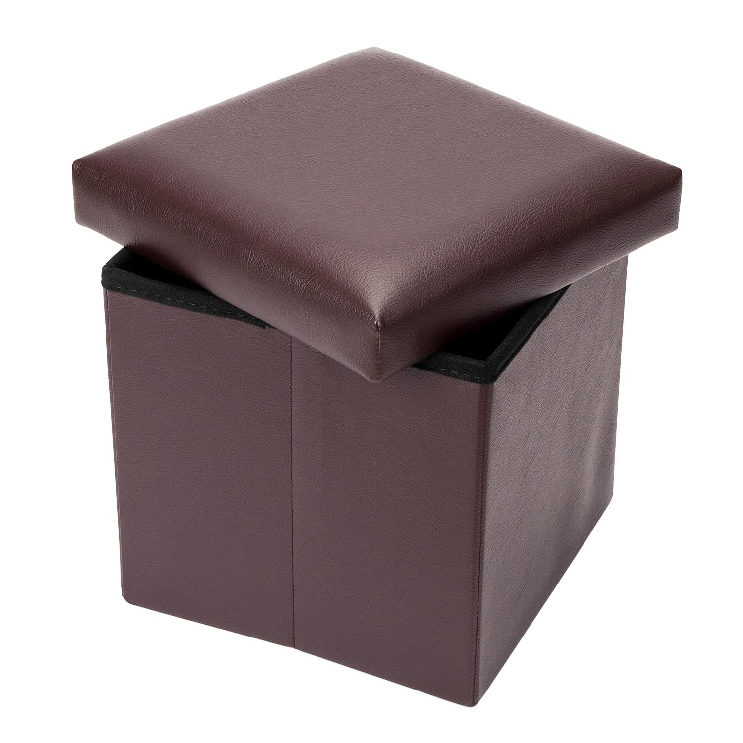 Winado FL01S Practical PVC Leather Footstool,Square Shape Storage Ottoman,Brown
