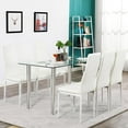 thumbnail image 1 of Winado Home 7 Piece Dining Set Glass Metal Table and 6 Chairs Kitchen Room Furniture,White, 1 of 14