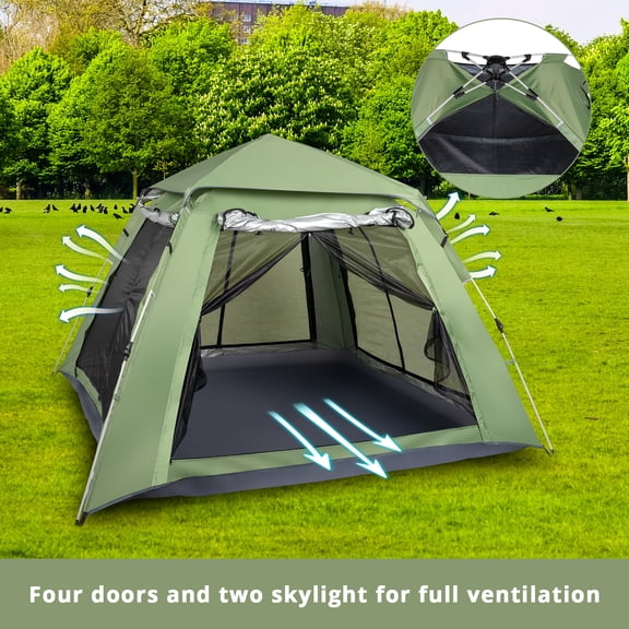 Winado Instant Tent 4 Person Automatic Family Portable Instant Tent Automatic Tent for Camping Hiking Green