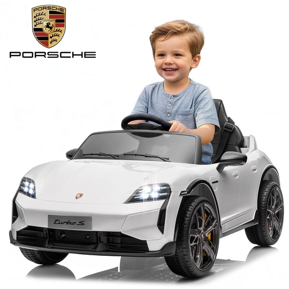 Winado Licensed Porsche Taycan 12V Kids Electric Ride On Car with Remote Control, Ages 3-5, White