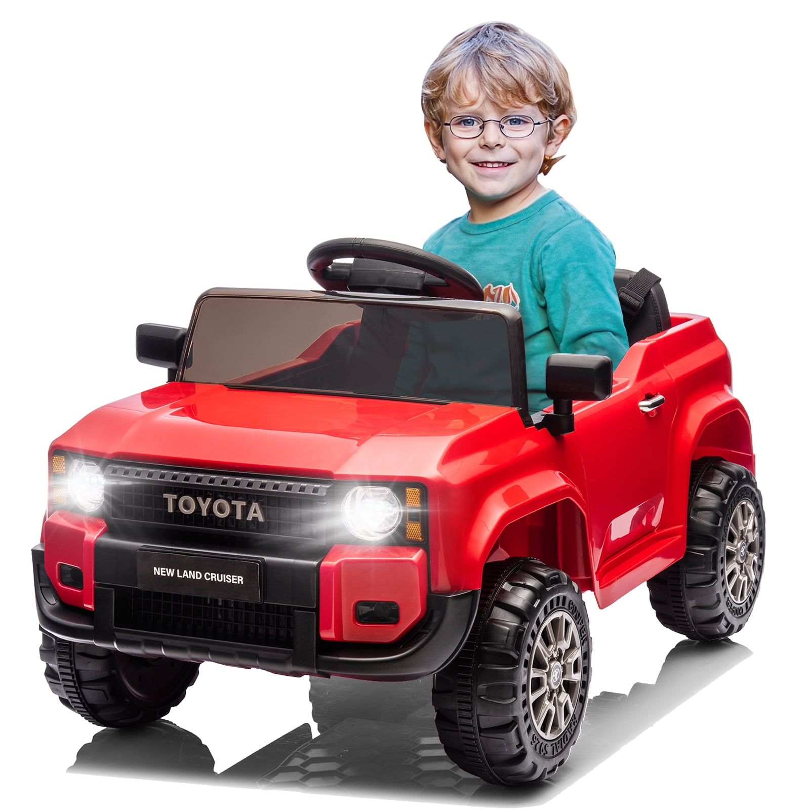 Winado Licensed Toyota 12V Kids Electric Ride On Car with Remote Control, Music, Lights, Red